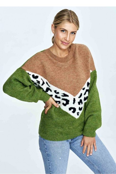 Sweter Damski Model M905 Green/Brown - Figl