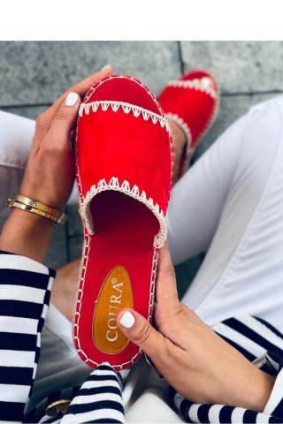 Sandał Klapki damskie espadryle LEVEN RED - Inello