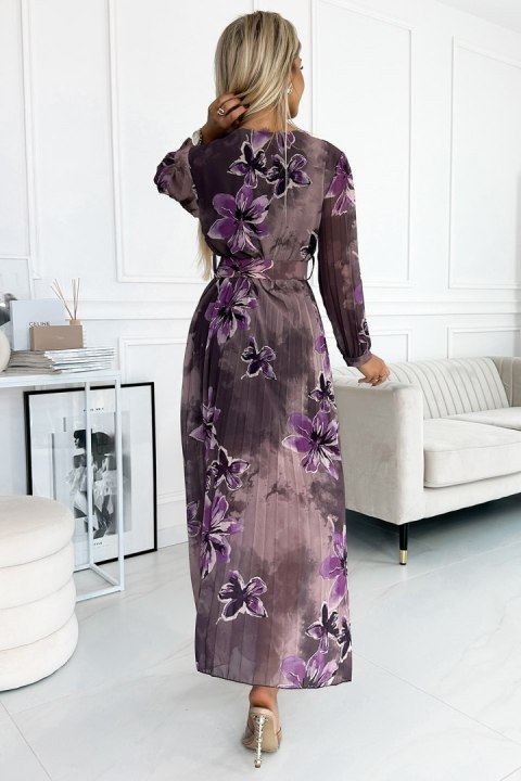 Sukienka Model 520-1 Violet Flowers - Numoco Sukienka Model 520-1 Violet Flowers - Numoco