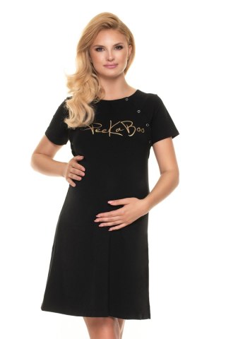 Koszulka nocna Koszula Nocna Ciążowa Model 0203 Black - PeeKaBoo