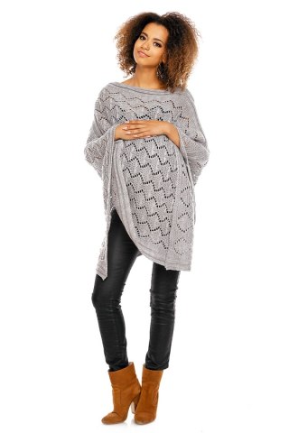 Sweter Poncho model 30012C Light Gray - PeeKaBoo