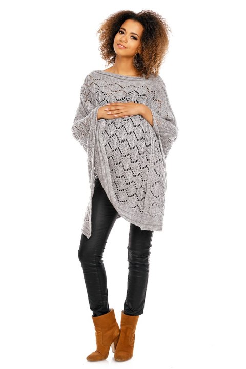 Sweter Poncho model 30012C Light Gray - PeeKaBoo