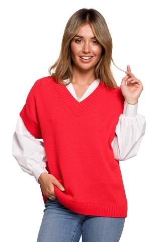 Bezrękawnik Model BK076 Red - BE Knit