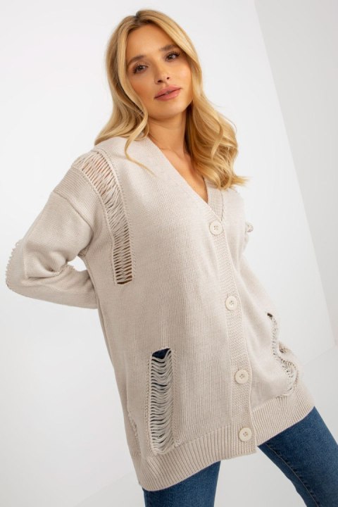 Sweter Kardigan Model LC-SW-8042.04X Beige - Rue Paris