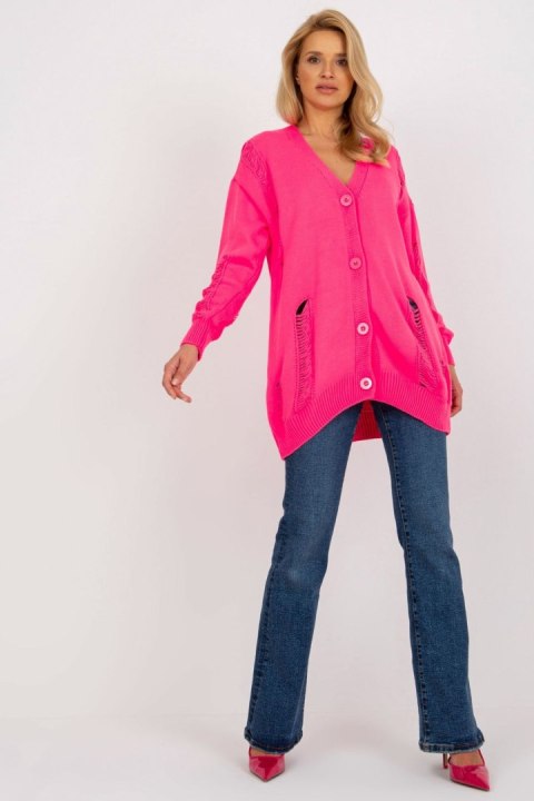 Sweter Kardigan Model LC-SW-8042.69 Fluo Pink - Rue Paris