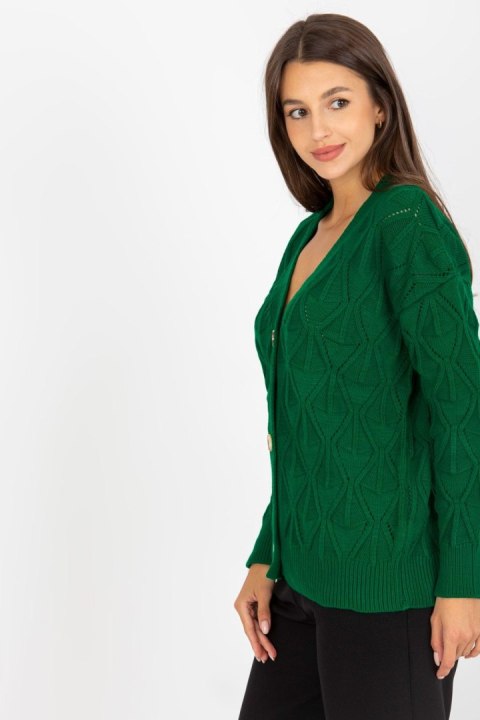 Sweter Kardigan Model LC-SW-8035.06X Dark Green - Rue Paris