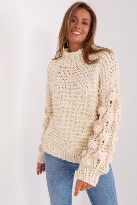 Sweter Damski Model AT-SW-2382.97P Light Beige - AT Sweter Damski Model AT-SW-2382.97P Light Beige - AT
