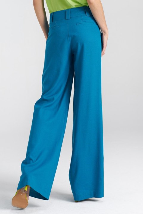 Spodnie lniane wide leg SD85 Blue - Nife