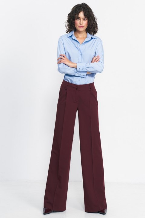 Bordowe spodnie typu wide leg SD81 Bordo - Nife