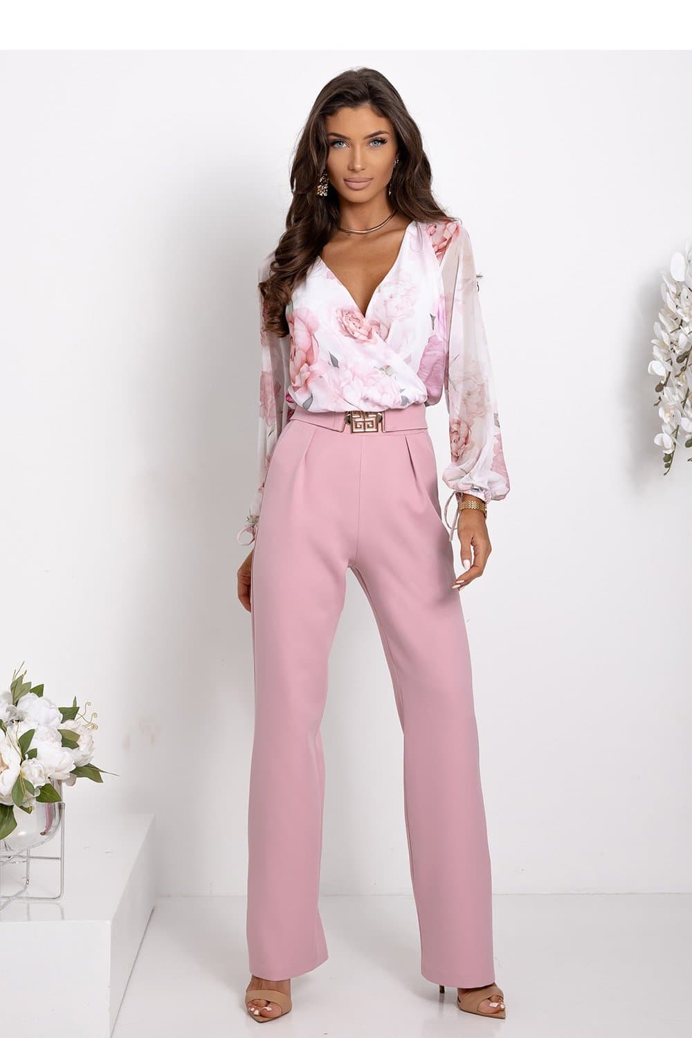 Spodnie Komplet Model Milano 01801. Dirty Pink/Flowers - With You