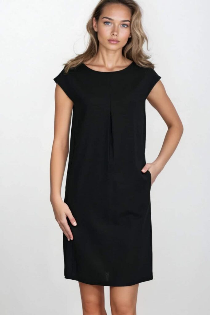 Sukienka Luźna sukienka z rayonu S271 Black - Nife
