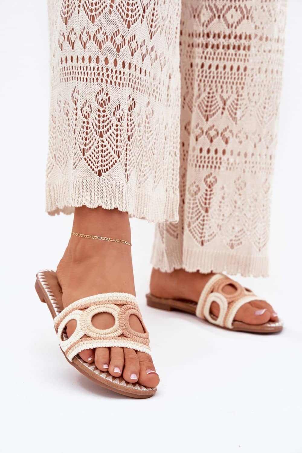 Sandał Klapki Model Nirina LX9607 Beige - Step in style - obrazek 3