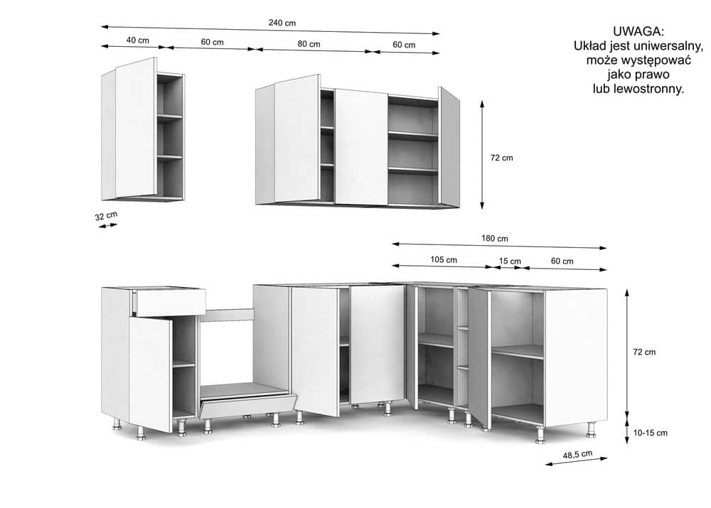 MEBLE KUCHENNE ZESTAW VARIO 240X180CM Z4 CZARNY/EVOKE BLAT DISTRICT BEZ AGD - obrazek 3