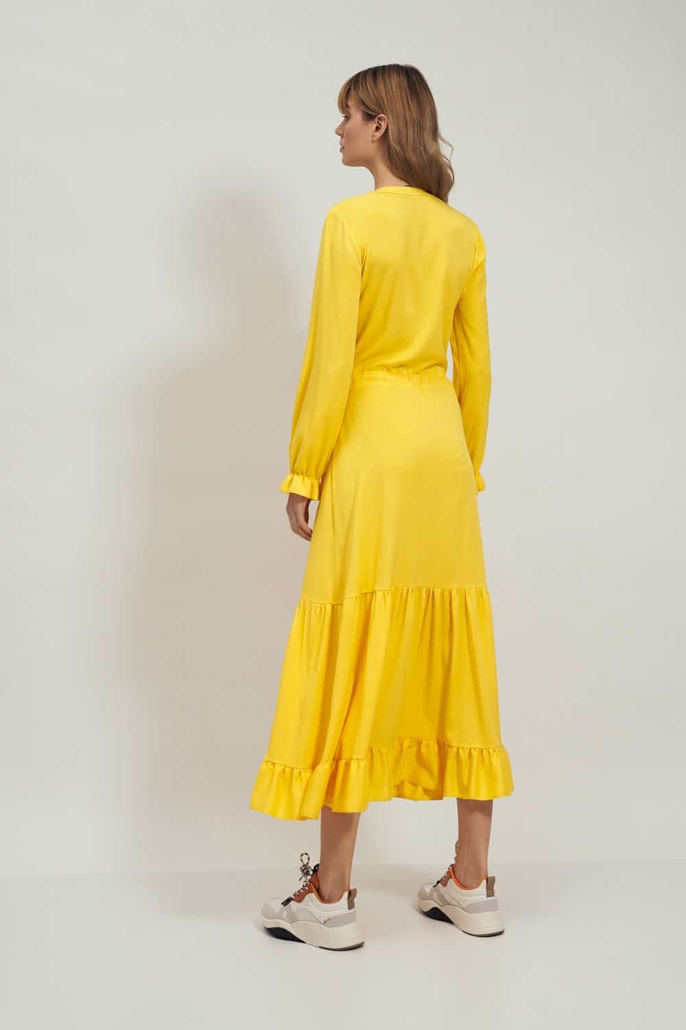 Sukienka Długa żółta sukienka z falbanką S178 Yellow - Nife - obrazek 3