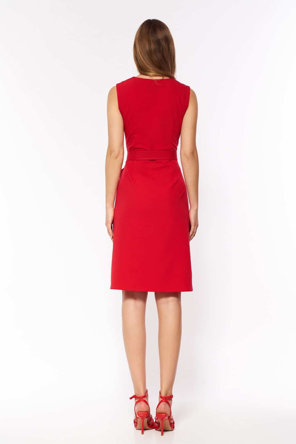 Sukienka Czerwona elegancka sukienka bez rękawów S200 Red - Nife - obrazek 3