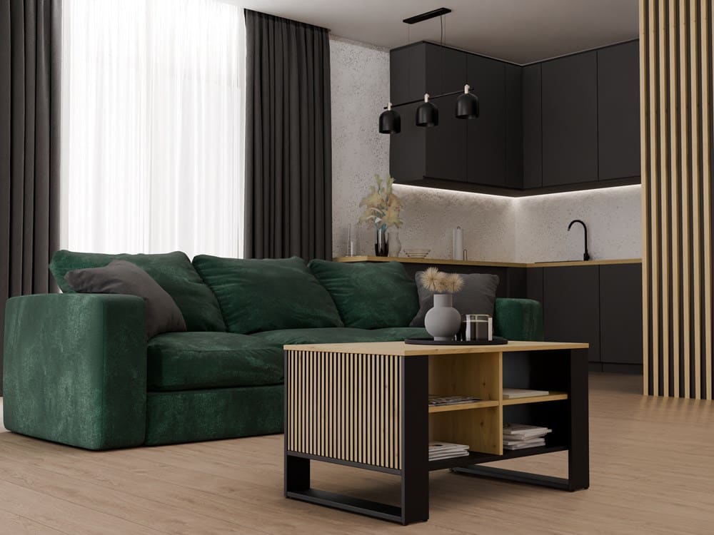 Ława Modern 4P SLIM DĄB ARTISAN CZARNY - obrazek 4